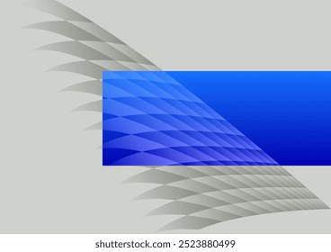 Abstract background blue and gray with and abstract wing made of bent rectangles