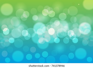 abstract background blue and green bokeh circles. Beautiful background with particles.