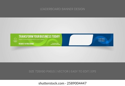 abstract background blue green color combination. leaderboard template design for website.