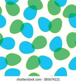 Abstract background with blue and green eggs. Seamless pattern