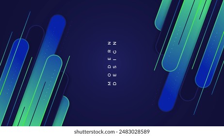 Abstract Background with Blue and Green Gradient Geometric Shapes. Vibrant Creative Banner or Cover Design