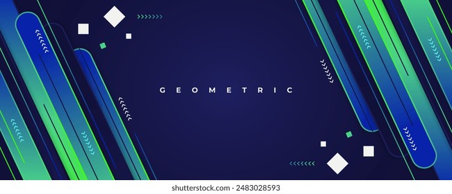 Abstract Background with Blue and Green Gradient Geometric Shapes. Vibrant Creative Banner or Cover Design