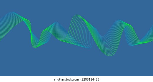 Abstract Background Blue Green wave lines Flowing waves Abstract digital equalizer sound wave Flow Line Vector illustration for tech futuristic innovation concept Blue background Graphic design Clean