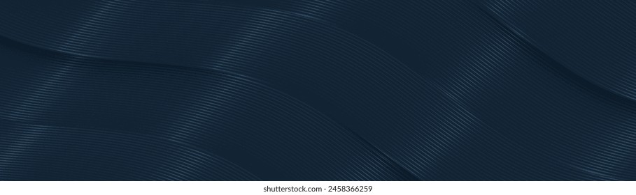 Abstract background with blue and grey geometric wavy lines. Luxury modern minimal trendy lines pattern horizontal. Vector illustration
