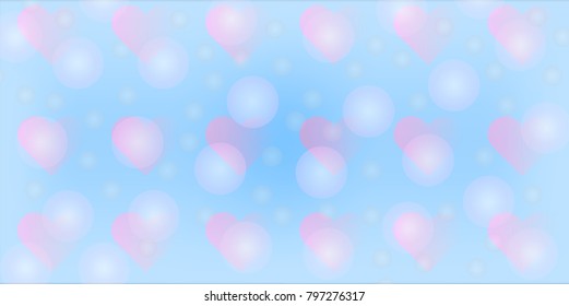 Abstract background of blue heart bokeh.