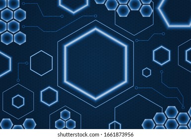 Abstract background with blue hexagon