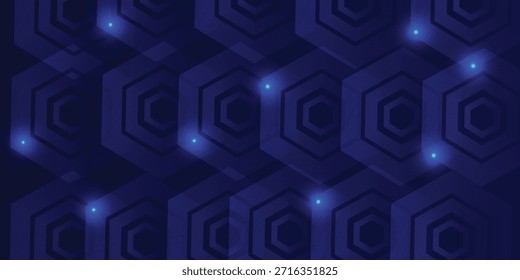 Fondo Abstractas Azul con líneas hexagonales Tecnología concepto futurista. Traje para el cartel, Anuncio, folleto, cubierta, Ilustración vectorial del volante