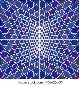 Abstract background with blue hexagon and triangles and white edges