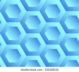 Abstract background blue hexagons honeycomb. Vector, seamless repeating pattern, mosaic
