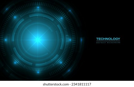 Abstract background with blue high technology circle interface. Vector illustration