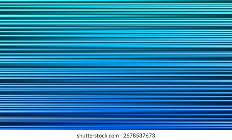 Abstract background with blue horizontal rays. Laser beam and light flare effects on dark backdrop. Fast motion glow with neon style lines. Vector illustration