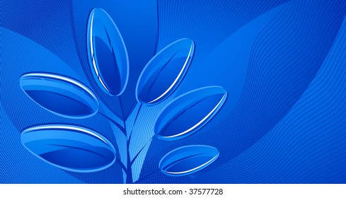 Abstract background with blue leaves