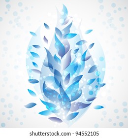 Abstract background with blue leaves
