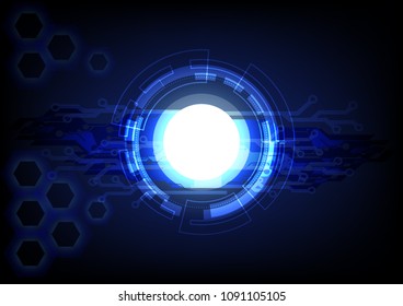 Abstract background, Blue light effect on the emerald circle. Space for objects.Vector.