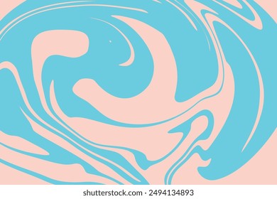 Abstract background with blue and light pink waves, retro style. Colorful fluid wavy background in blue and light pink color. Distorted liquid texture in retro psychedelic style.