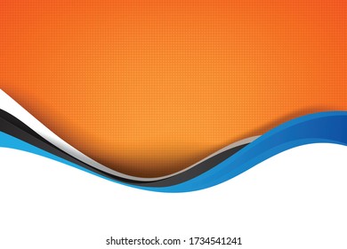 Abstract background blue line curve and orange with blend layered and overlap element, modern and elegant vector illustration eps10