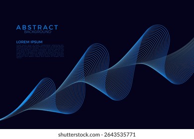 abstract background of blue lines forming a fabric wave with a combination of dark blue background