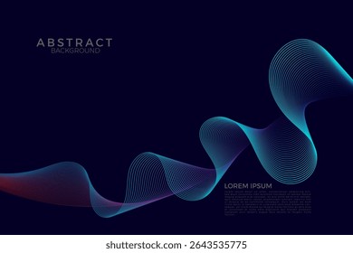 Fondo abstracto de líneas azules que forman una onda de la tela con una combinación de fondo azul oscuro
