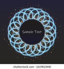 
Abstract background of blue lines wavy pattern with a circle. Design element