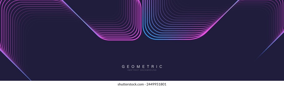 Abstract background with blue and magenta geometric rectangle lines. Modern minimal trendy shiny lines pattern horizontal. Vector illustration Vektor Stok