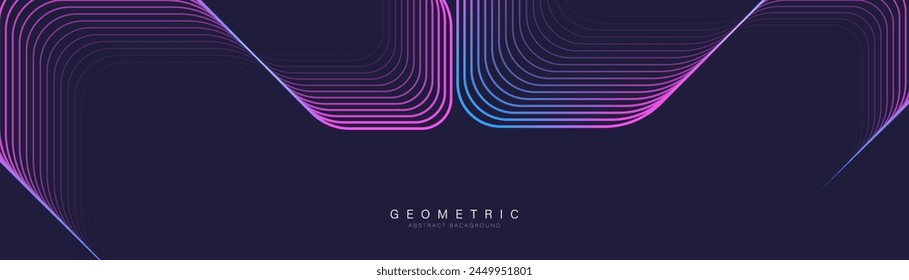 Abstract background with blue and magenta geometric rectangle lines. Modern minimal trendy shiny lines pattern horizontal. Vector illustration