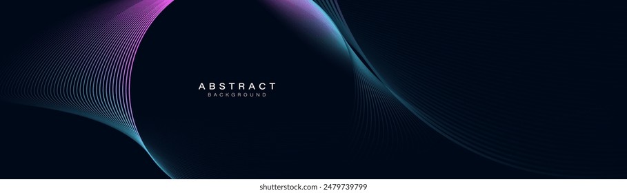 Abstract background with blue and magenta geometric glowing lines. Modern minimal trendy lines pattern horizontal. Vector illustration