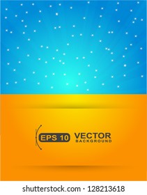 Abstract background in blue magical sky and yellow color greeting card