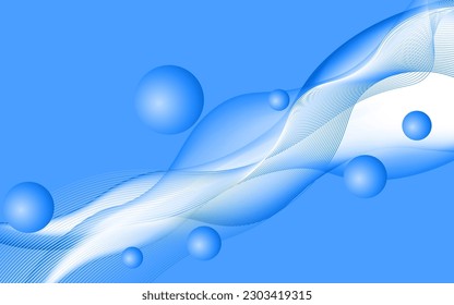 abstract background, blue modern dynamic template in 3d waving lines circles.