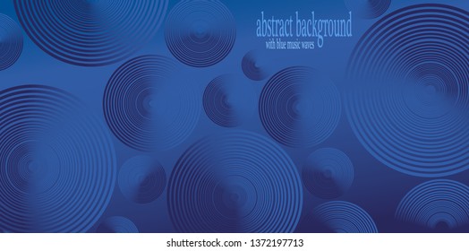 Abstract background with blue music waves.Vector