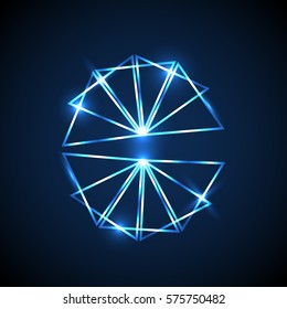 Abstract background with blue neon triangles, stock vector