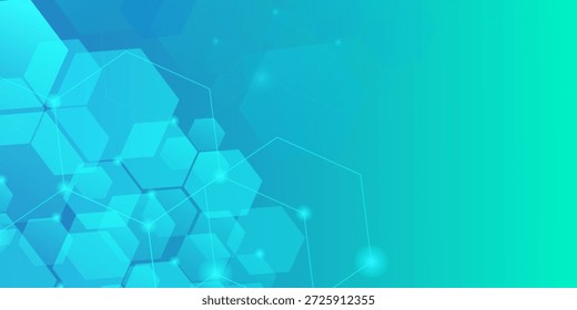 Fondo Abstractas con matices azules. Hay un patrón de hexágono geométrico adecuado para su uso como fondo para presentaciones, Sitios web o materiales visuales de temática científica volumen 4