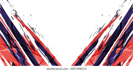 Abstract Background with Blue and Orange Brush Texture with Halftone Effect. Grunge Background for Sports Banner or Poster Design Element