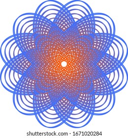 Abstract background blue and orange with flowers.