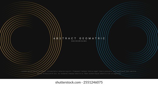 Abstract background with blue and orange glowing circles. Swirl circular lines pattern. Modern graphic design. Futuristic technology concept.