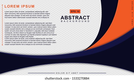 Abstract background blue and orange with white space for text, design texture hexagon, Vector illustration. EPS 10