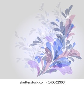 Abstract background with blue ornament and glowing stars