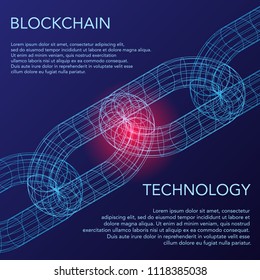 Abstract background with blue outline chain and red weak point