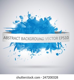 Abstract background with blue paint splashes. Vector illustration.