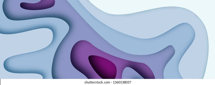 Abstract  Background with Blue Paper Cut shapes banner design. Vector illustration.