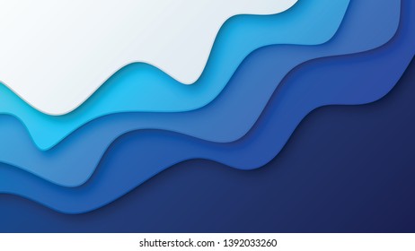 Abstract Background with Blue Paper Cut Shapes