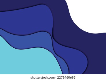 Abstract background with blue paper cut waves.