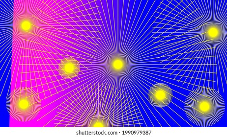 Abstract background in blue and pink with beautiful yellow outline.