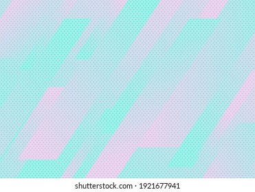 Abstract background blue and pink diagonal geometric stripes pattern with polka dot texture. Vector illustration