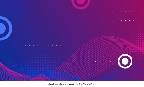 Abstract background with blue and pink gradient color. Lines, stripes, and geometric element. Geometric background