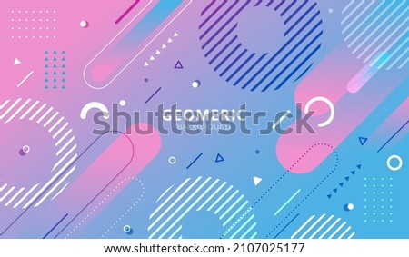 Abstract background blue and pink gradient geometric elements pattern memphis retro style. Vector illustration
