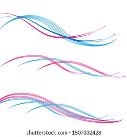 Abstract background with blue pink waves. Wave lines shape in blue pink color background. Art design for your design project.