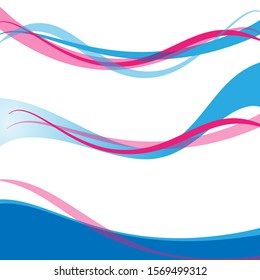 Abstract background with blue pink waves. Wave lines shape in blue pink color background. Art design for your design project.