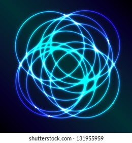 Abstract background with blue plasma circle effect, vector illustration
