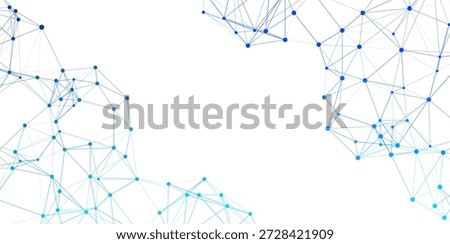 Abstract background with blue plexus network connections. Digital illustration of nodes and lines representing data, technology, and global communication.