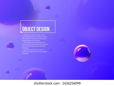 Abstract background with blue and purple balls flying in perspective for science and business backdrop or wallpaper